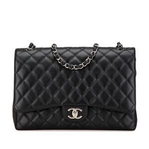Chanel Matelasse Double Flap Caviar Skin Shoulder Bag Black